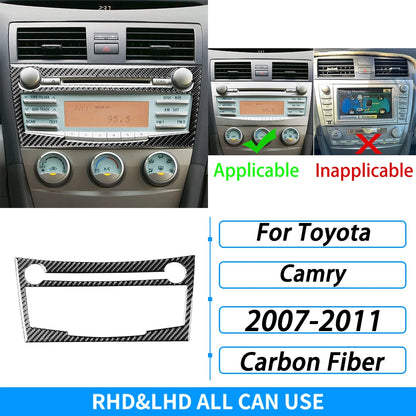 Toyota Camry 2007–2011 Carbon Fiber Interior Trim Set - Center Console, Gear Shift & Air Vent Decorative Covers