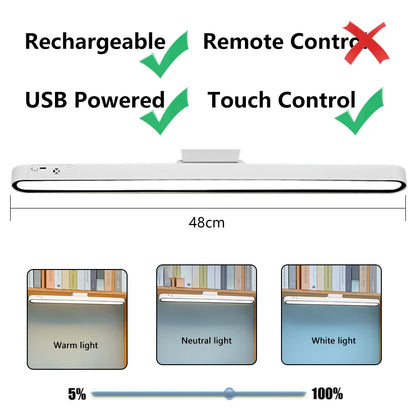 Remote Magnetic Desk Lamp – USB Rechargeable LED Table Light with Stepless Dimming for Reading & Study