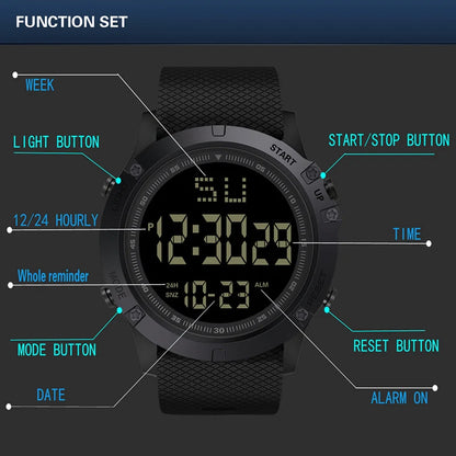 Men's Sport Watch – Multifunction Military Digital Watch, Waterproof, Luminous LED, Big Dial for Kids, Students, and Outdoors