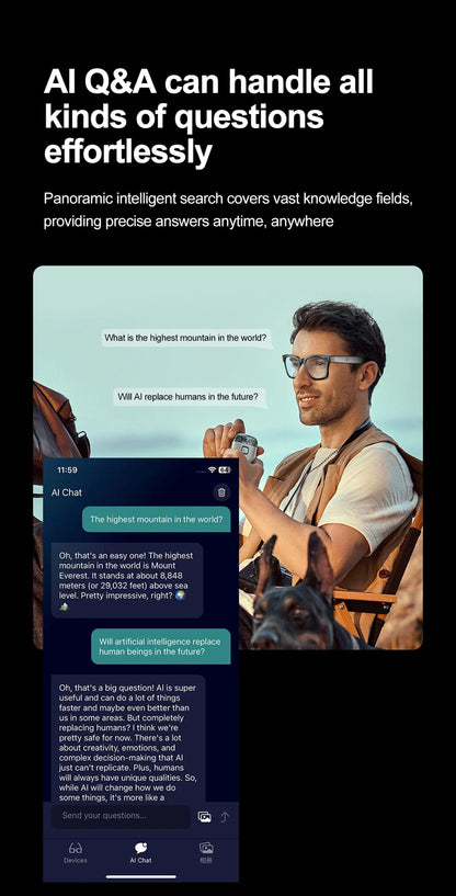 Xiaomi W600 Smart Glasses — AI Intelligent Sunglasses with Camera, Video Recording, Bluetooth Music & Calls, IP65 Waterproof