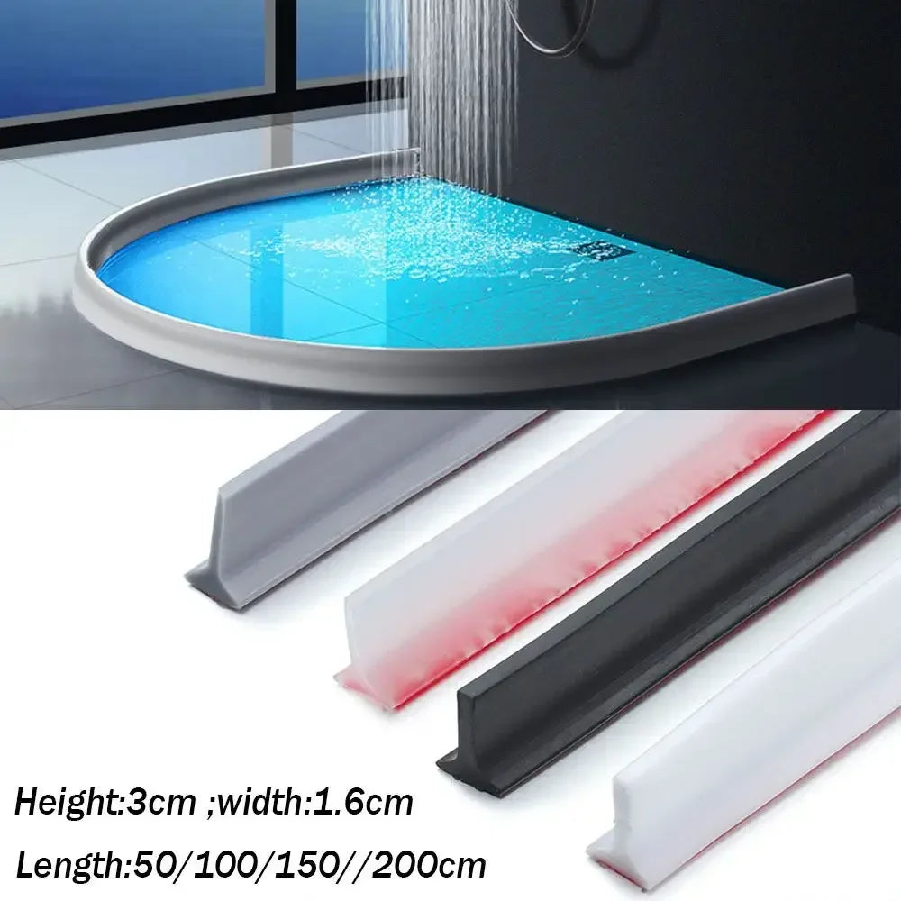 Flexible Silicone Water Stopper Strip - Self-Adhesive Shower Door Water Barrier for Bathroom Wet and Dry Separation