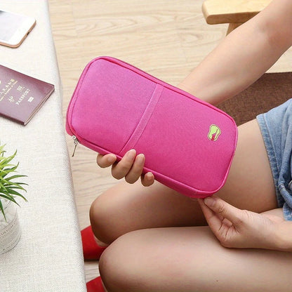 Travel Wallet & Organizer — Passport, Credit Card, Cash, and Document Holder Multifunction Purse Clutch Storage Bag