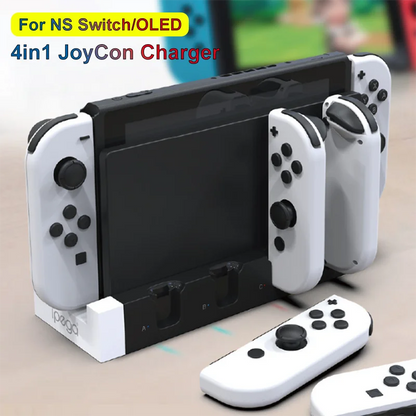 New Color 4-in-1 Charger Dock for Nintendo Switch OLED — Joy-Con Controller Charging Station Holder