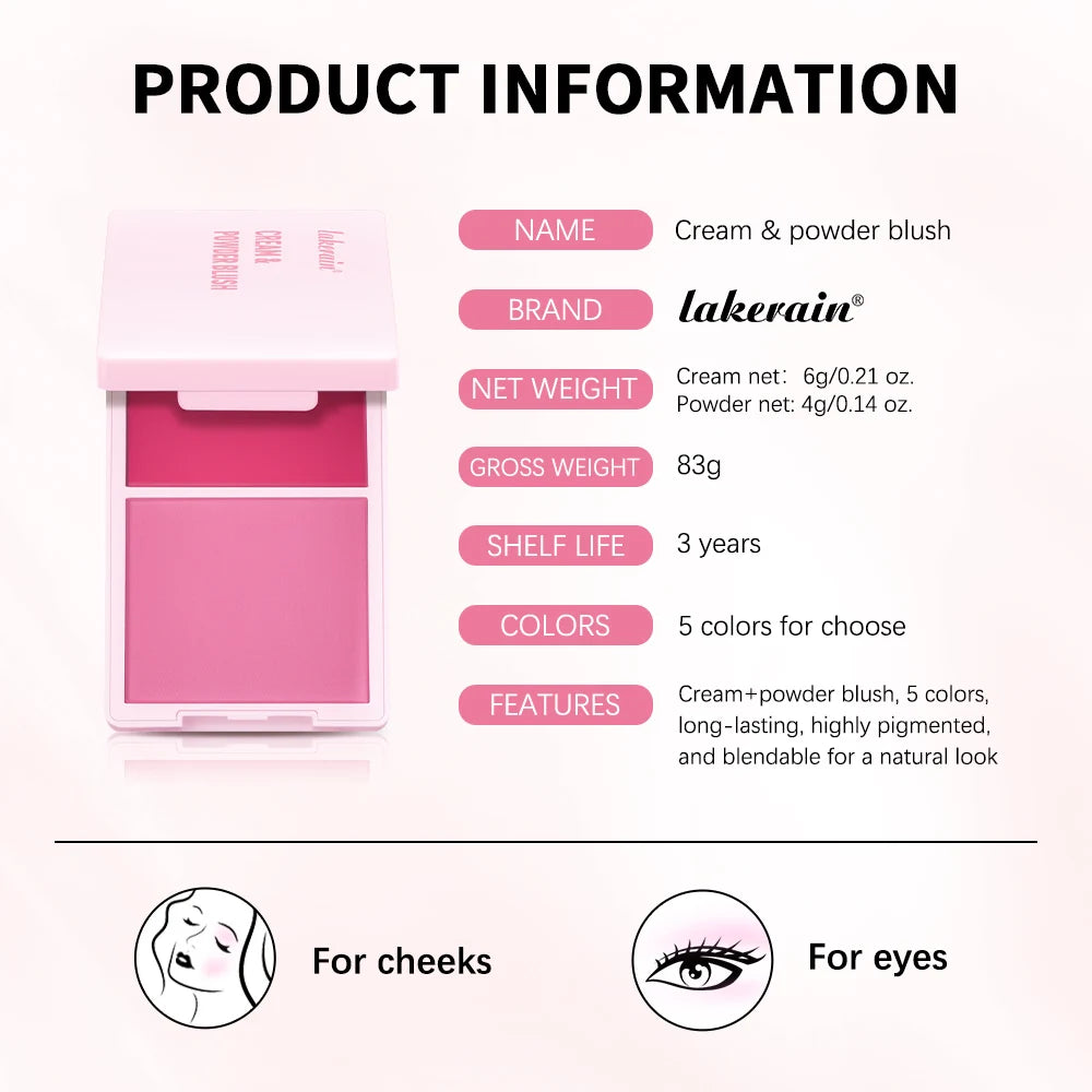 Juvia’s Blush Cream Powder Makeup - High Pigment Matte Rose Blush Duo with Long-Lasting Natural Finish Cosmetics
