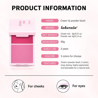 Juvia’s Blush Cream Powder Makeup - High Pigment Matte Rose Blush Duo with Long-Lasting Natural Finish Cosmetics