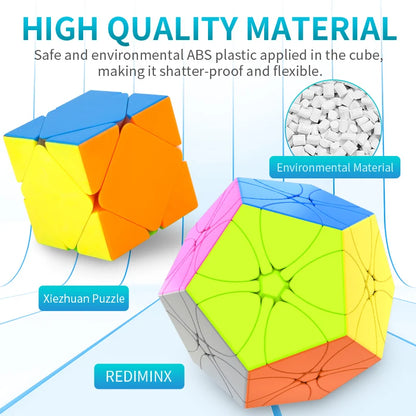 Picube Moyu Meilong Shape-Shifting Magic Cube – Four Leaf Clover, Double Skewb & Polaris Puzzle Toy for Brain Training & Education