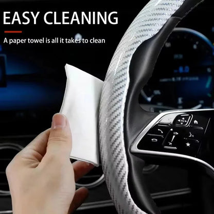 Carbon Fiber Silicone Steering Wheel Cover - Non-Slip Microfiber Leather Universal Car Wheel Protector 2/3PCS