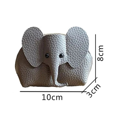 PU Leather Elephant Coin Purse for Women – Multifunctional Money Bag with Key Ring & Zipper Storage Key Case