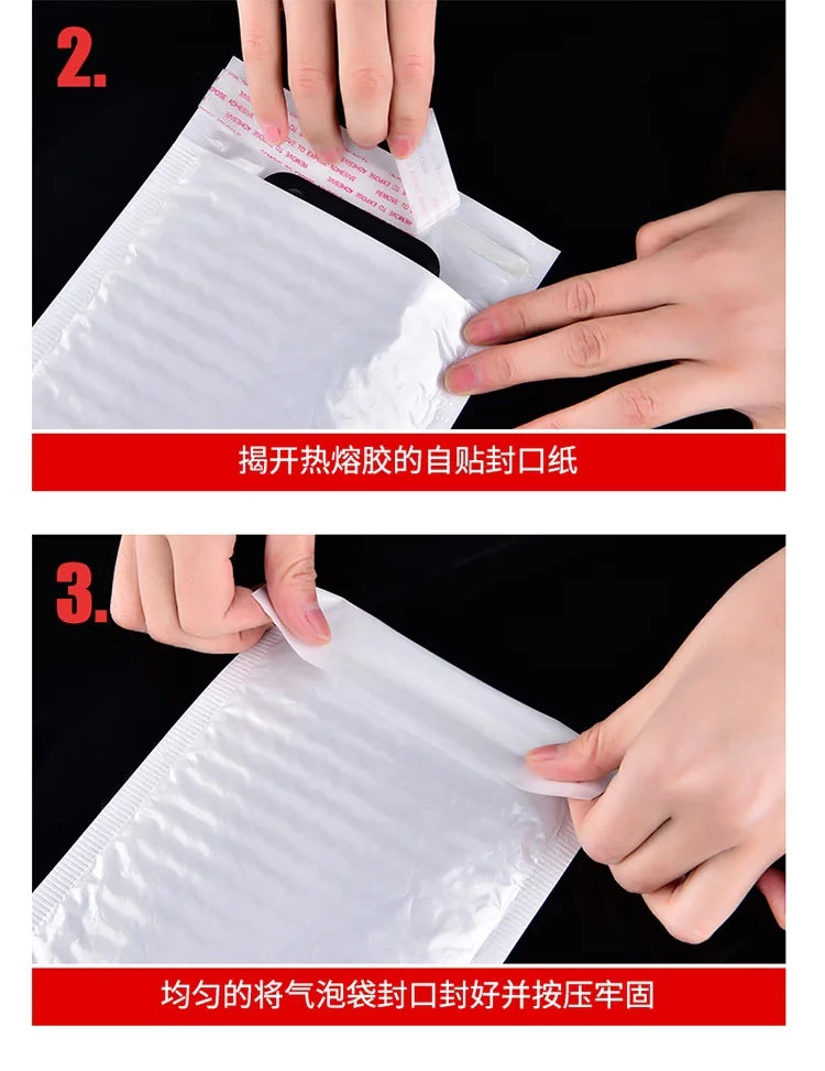 50pcs Pearlescent Film Waterproof Bubble Mailers | Self-Seal White Foam Shipping Bags, Thickened Packaging Envelopes