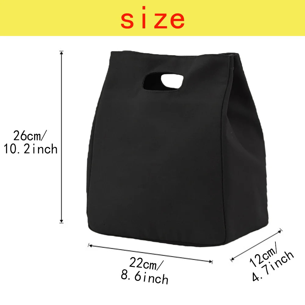 2024 Insulated Lunch Bag with Handle – Portable Thermal Cooler Lunch Box for Picnic, Travel & Food Storage, White Printed Design
