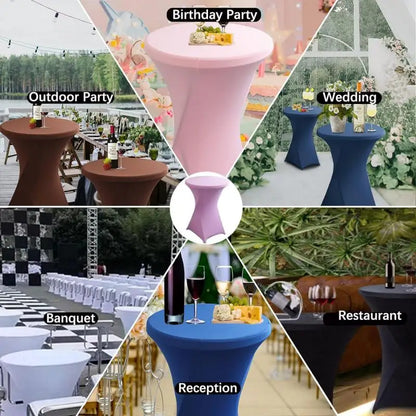 Spandex Round Tablecloth - Stretch Elastic Cocktail Table Cover for Wedding, Party, Hotel & Event Decor