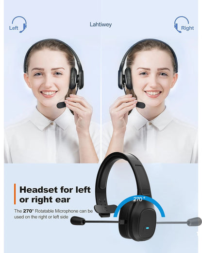Premium Trucker Bluetooth Headset – Wireless Noise-Canceling Mono Headset with Mic, 30-Hour Talk Time