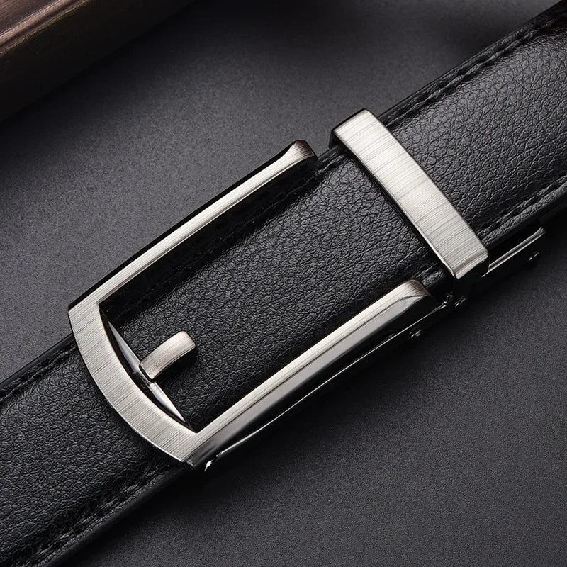 Men’s Luxury Click Belt – Genuine Leather Automatic Alloy Buckle for Business & Jeans