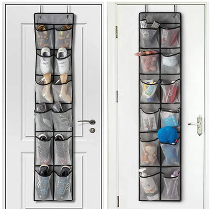 Hanging Shoe Rack Organizer – Over-the-Door 12/14 Pocket Breathable Mesh Storage for Slippers and Shoes