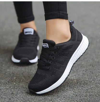 Women's Lightweight Lace-Up Flats – Fashionable Round Toe Nurse Sneakers, Comfortable Walking Shoes, Plus Size Available