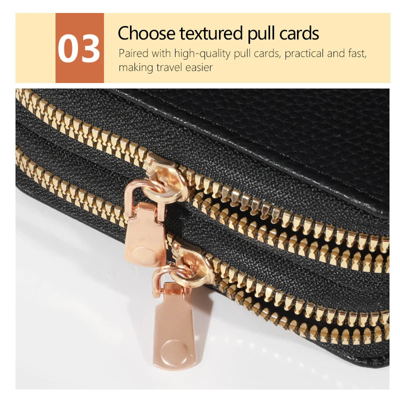 Women’s Short Zipper Purse with Lychee Pattern – Fashion Large Capacity Multi-Card Slot Coin Purse
