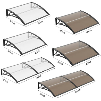 Polycarbonate Outdoor Awning - Waterproof DIY Canopy Roof Cover for Doors, Windows & Patios