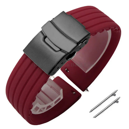 Quick Release Silicone Watch Strap 18–24mm – Sport Rubber Band for Huawei Watch GT2/3/4, Omega, Seiko, Fossil