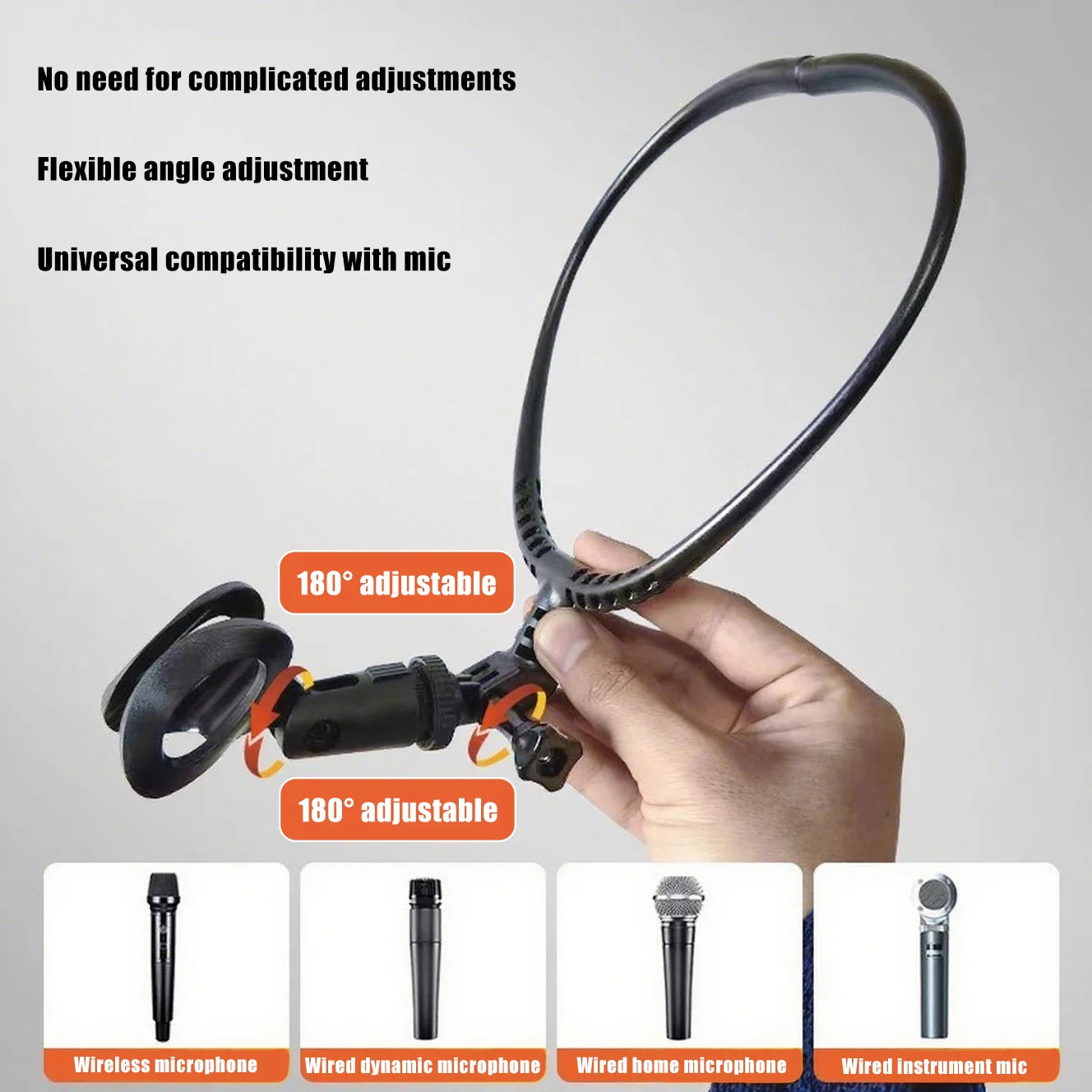 Adjustable Neck-Mounted Microphone Holder Stand – Hands-Free Brace Mic Bracket for Stage & Live Performance