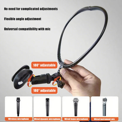 Adjustable Neck-Mounted Microphone Holder Stand – Hands-Free Brace Mic Bracket for Stage & Live Performance