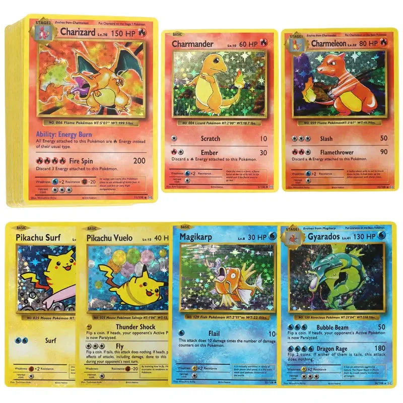 60-100Pcs English Pokemon Cards – Holographic EX, Vstar, Vmax, GX, Charizard, Mewtwo & Evolution Combos