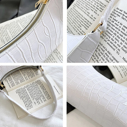 Retro Alligator Pattern PU Leather Handbag for Women – Small Shoulder & Clutch Tote Purse