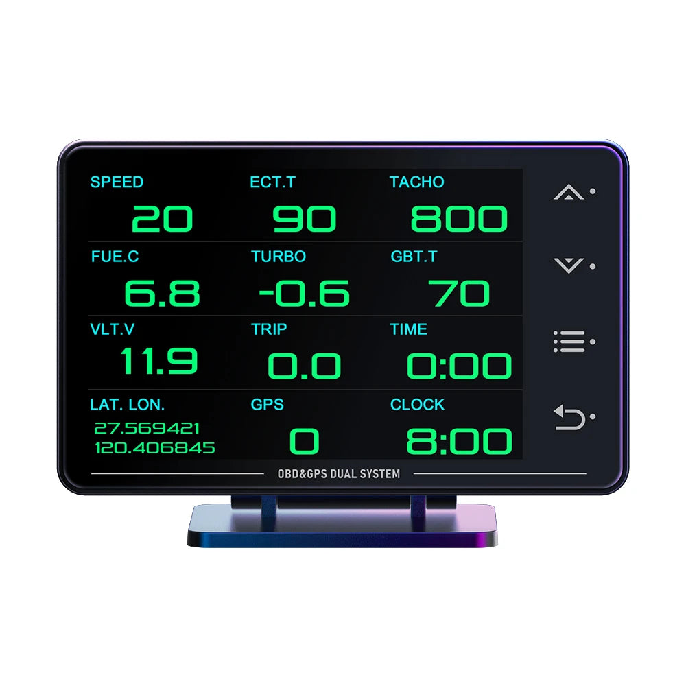 XS HUD Car Gauge – Multi-Function OBD+GPS Display for Water Temp, Turbo, Oil Pressure & Oil Temp Head-Up Display