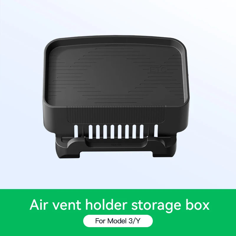 Herval Silicone Air Vent Phone Holder & Storage Tray for Tesla Model Y/3 Highland – Car Tissue Box Organizer Accessory
