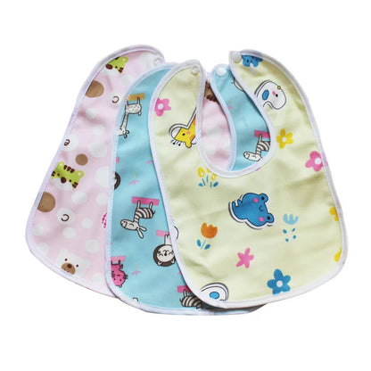 Baby Cartoon Waterproof Bib - Super Soft Crystal Velvet Newborn Feeding & Saliva Towel for Infants