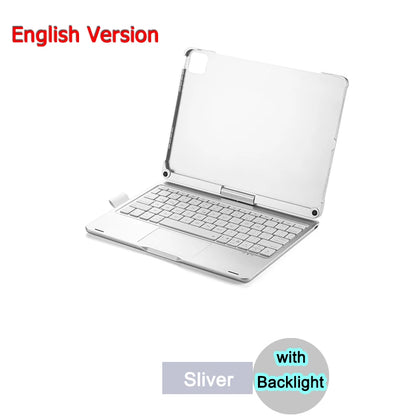 Bluetooth Magic Keyboard Case for iPad — Multi-Language (Arabic, Spanish, French, German) for iPad Pro 11 (2018–2022), Air 4/5, 10.9-inch