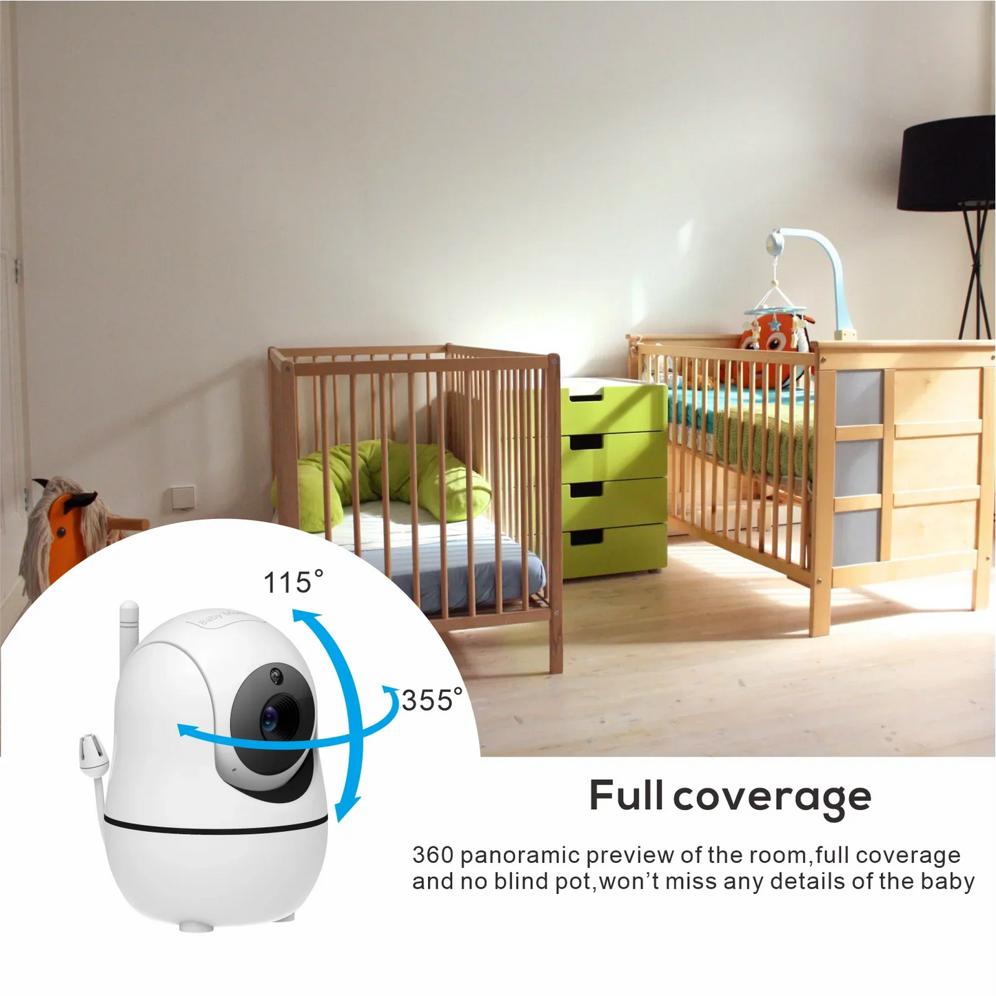 5" Video Baby Monitor with Camera & Audio – 4X Zoom, 22Hr Battery, 1000ft Range, 2-Way Talk, Temperature Sensor & Lullaby Functions