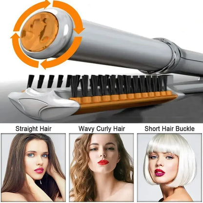 2-in-1 Professional Hair Curler & Straightening Rotating Brush – Styler Hair Styling Tool