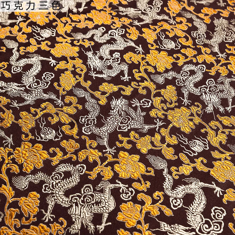 0.5/1/2m Brocade Satin Fabric — Dragon Pattern Material for Sewing, DIY Crafts, Gift Boxes & Patchwork