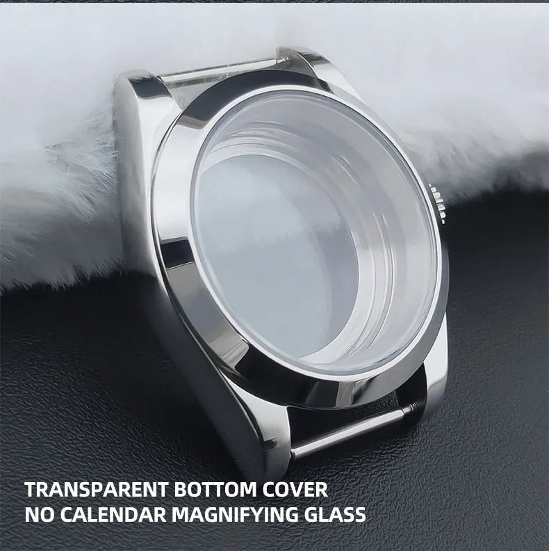 Neiton 36mm/39mm Silver Watch Case - Sapphire, Bevel Edge, 316L Stainless Steel for NH35, NH36, NH34 Movements