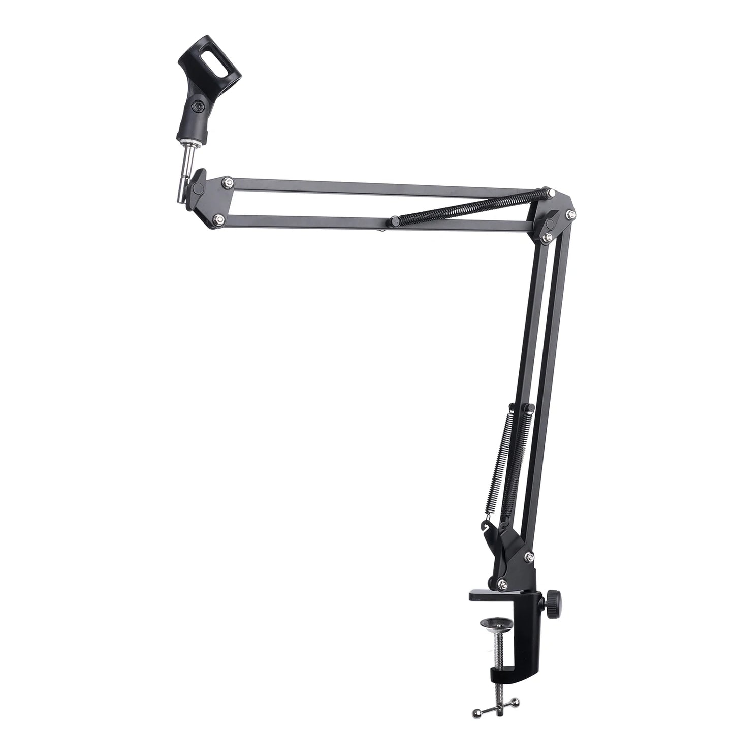 Extendable Microphone Boom Arm Stand - Suspension Scissor Arm with Mic Clip & Table Mount Clamp