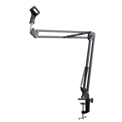 Extendable Microphone Boom Arm Stand - Suspension Scissor Arm with Mic Clip & Table Mount Clamp
