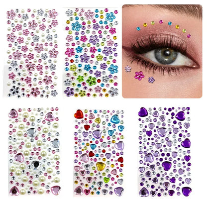 Glitter Face Rhinestone Stickers - Kids Eye & Face Diamond Jewels for Festival Makeup, Parties & Creative Looks