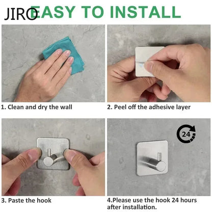 Strong Adhesive Wall Hooks – Black Coat, Robe, and Towel Hangers for Bathroom, Kitchen, and Home Organization