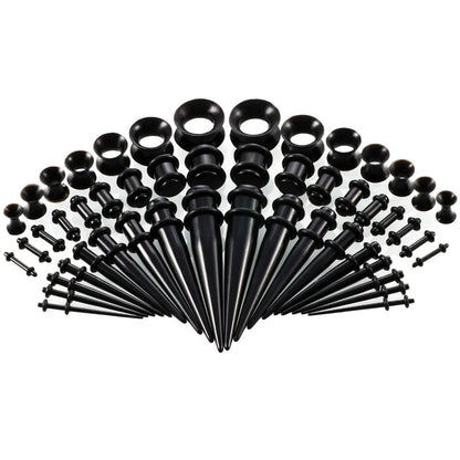 50PCS Acrylic Ear Stretching Kit – Tapered Ear Expander Plugs for Piercing, Punk Body Jewelry & Ear Dilations