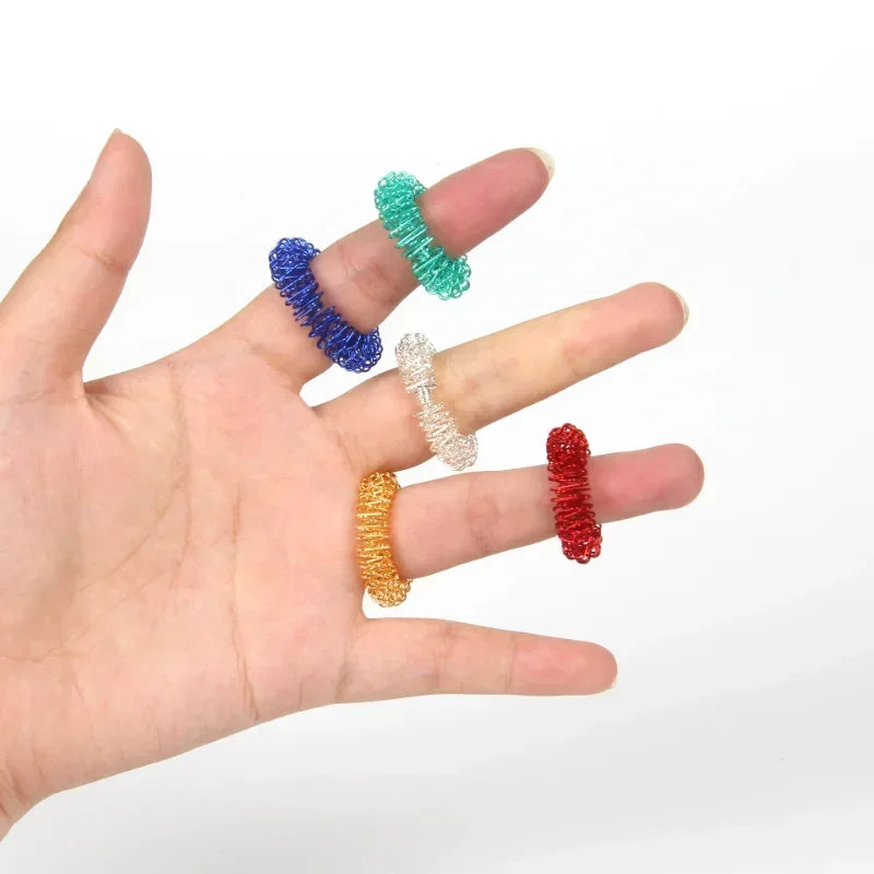 10pcs Hot Sale Sujok Finger Massage Rings – Gold Acupuncture Health Care Body Massager