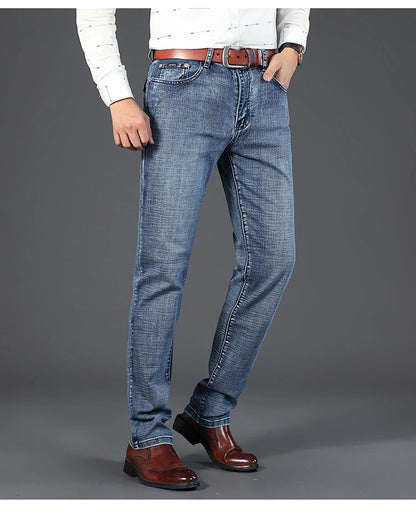 Men’s All-Match Brand Trousers – High-Quality Business Casual High Waist Denim Jeans for All Seasons