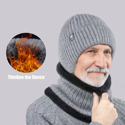 Men's Winter Knitted Bomber Hat with Ear Flaps - Plush Warmth, Faux Fur Lined, Casual Fashion Peaked Cap for Cycling