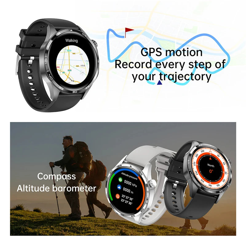 2025 GPS NFC Smartwatch for Men – 360x360 AMOLED HD Screen, Bluetooth Call, Waterproof, Compatible with Huawei Watch 5 Pro