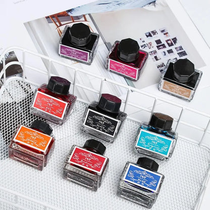 15ml Carbon-Free Fountain Pen Ink — Non-Carbon Ink Bottle for Stationery & Printing