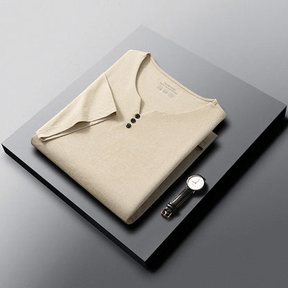 Men's Henley Neck T-Shirt - Short Sleeve Casual Summer Top