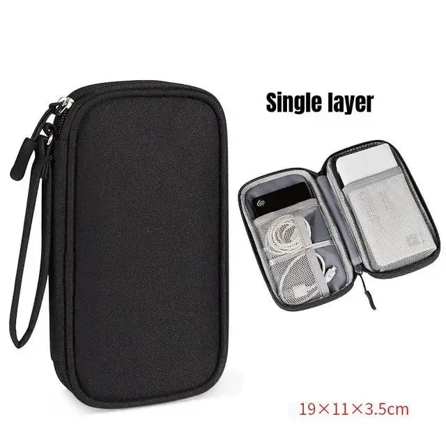 Waterproof Travel Cable Organizer Bag – Portable Double-Layer Storage Pouch for Cables & Chargers
