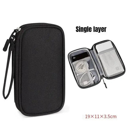 Waterproof Travel Cable Organizer Bag – Portable Double-Layer Storage Pouch for Cables & Chargers