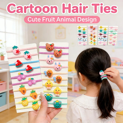 Girls’ High-Elastic Hair Bands – Cute Cartoon Animal, Flower & Fruit Decorative Hair Accessories