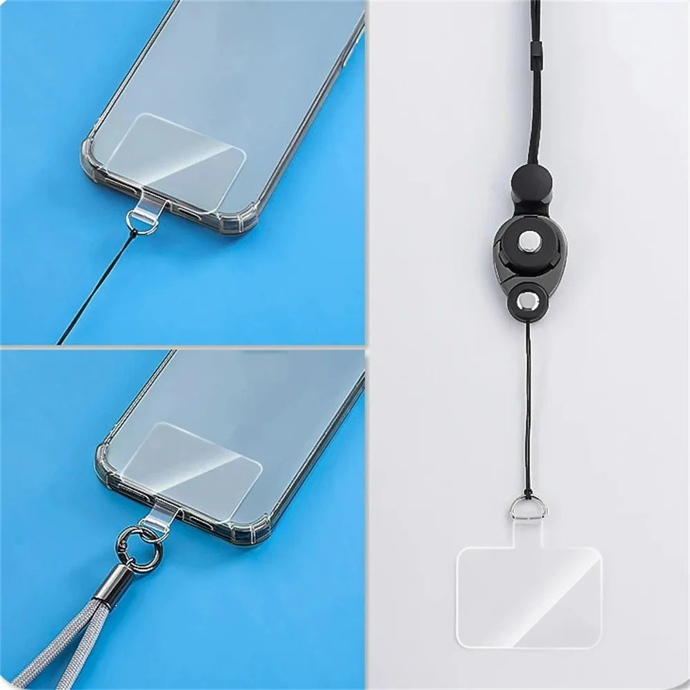Transparent Phone Anti-Lost Lanyard Card – 1/3/5/10PCS TPU Universal Tether Tab with Loop Hole, Strap Patch & Cord Clip Gasket