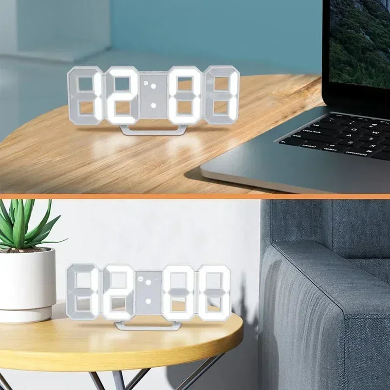 3D LED Digital Alarm Wall Clock - Time, Date, Temperature Display for Home, Kitchen, Office, and Garden Decor